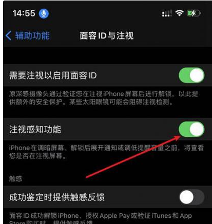 泾源苹果14维修网点分享iPhone14注视感知功能有什么用 